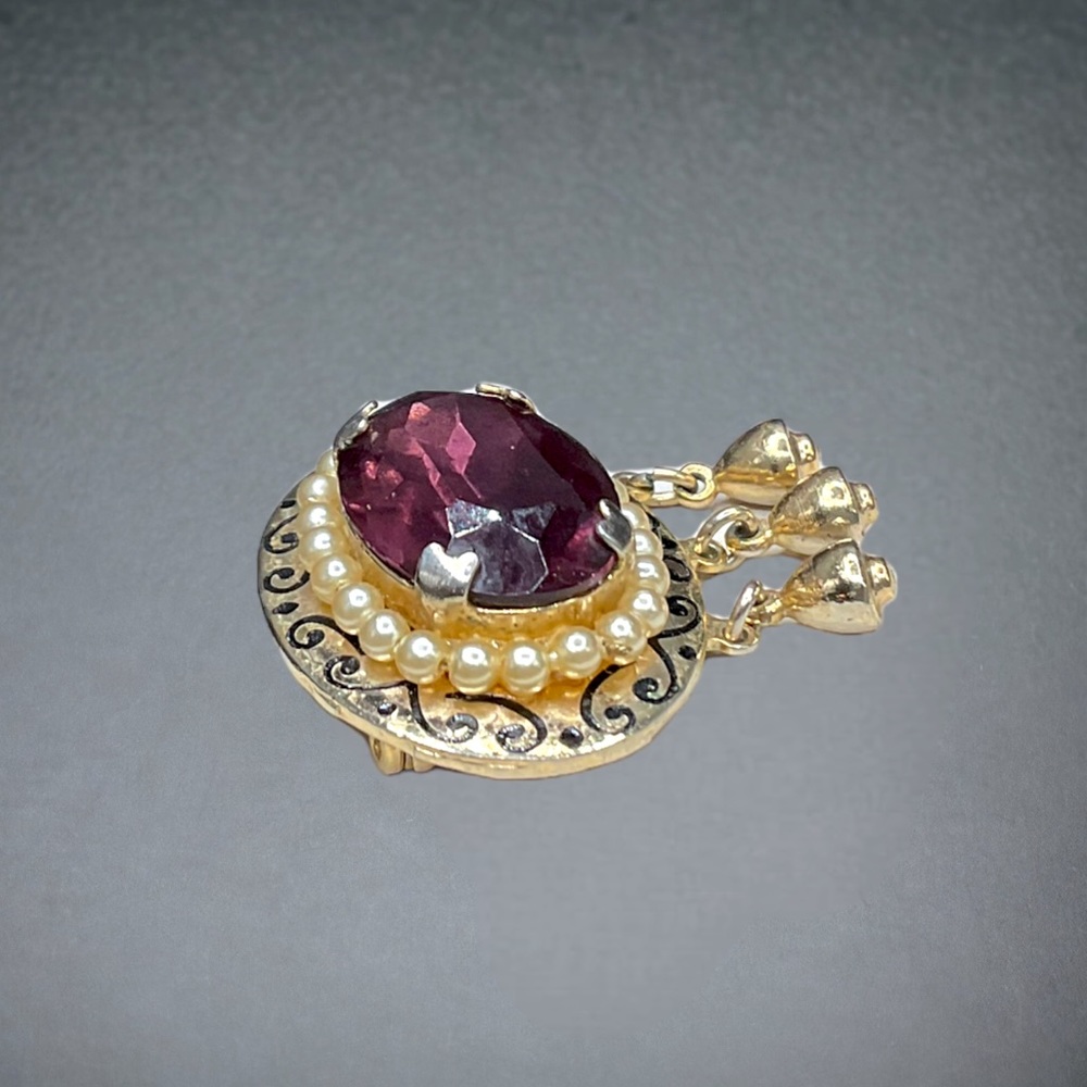 🌺Vintage Art Nouveau Amethyst Brooch - Picture 6 of 10